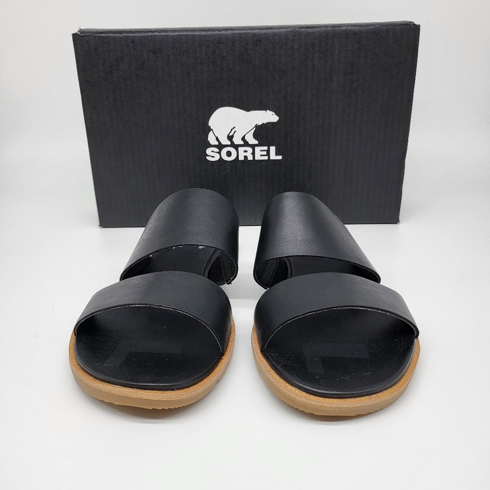 Sorel Black Ella II Suede Women's Sandal - Picture 3 of 6